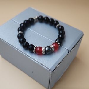 Black and Red Beaded Bracelet